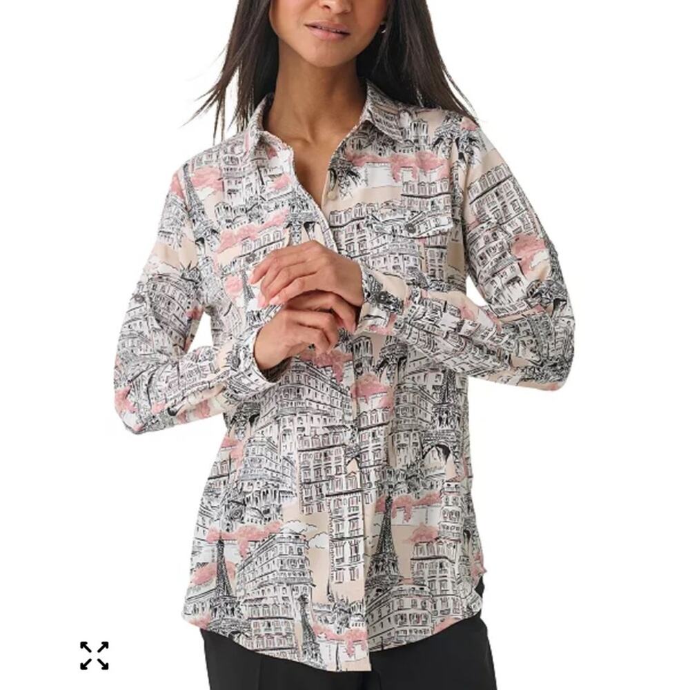 Karl Lagerfeld Paris Women's M Pocket-Front Whimsical Blouse